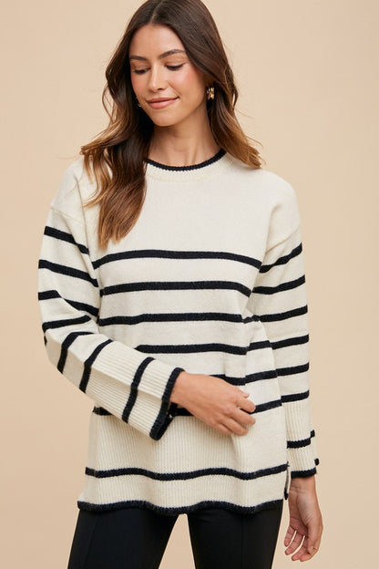 Coastal Stripe Side-Slit Sweater