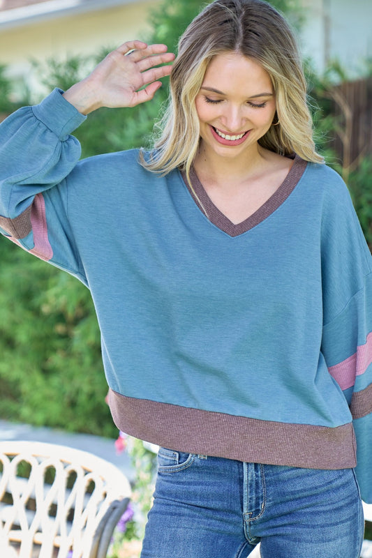 Coastal Breeze V-Neck Sweatshirt