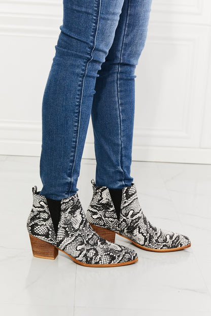 Strut Again Snakeskin Pointed Booties