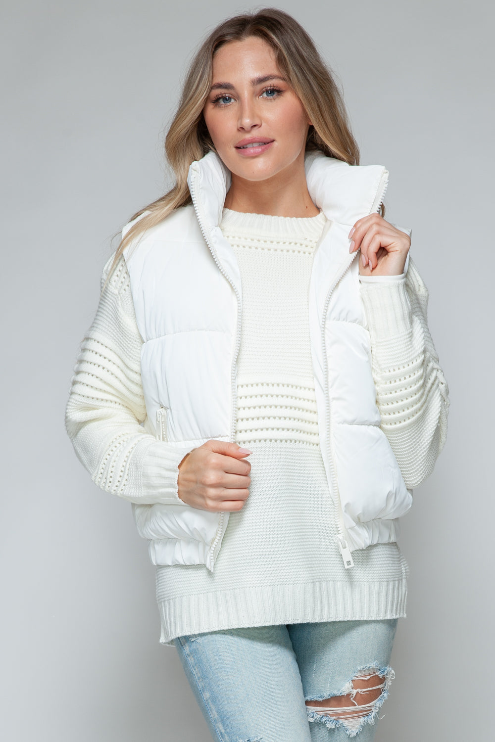 Posh Quilted Vest - Off White