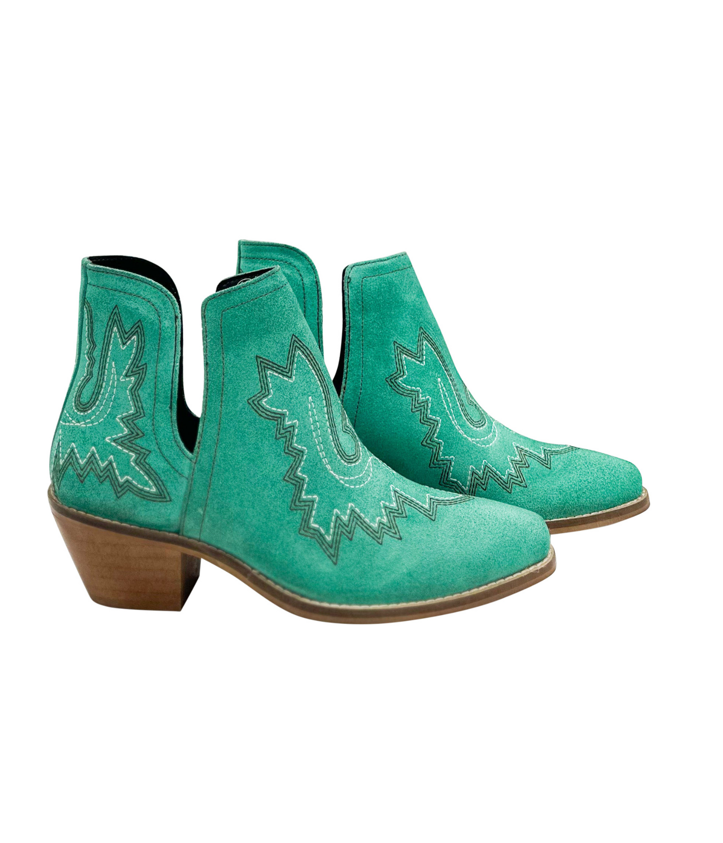 Saddle Up Leather Booties - Turquoise