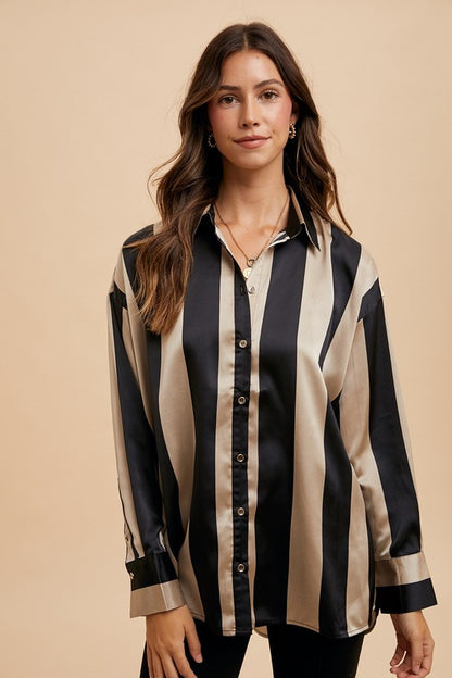 Coastal Breeze Striped Button-Up Shirt