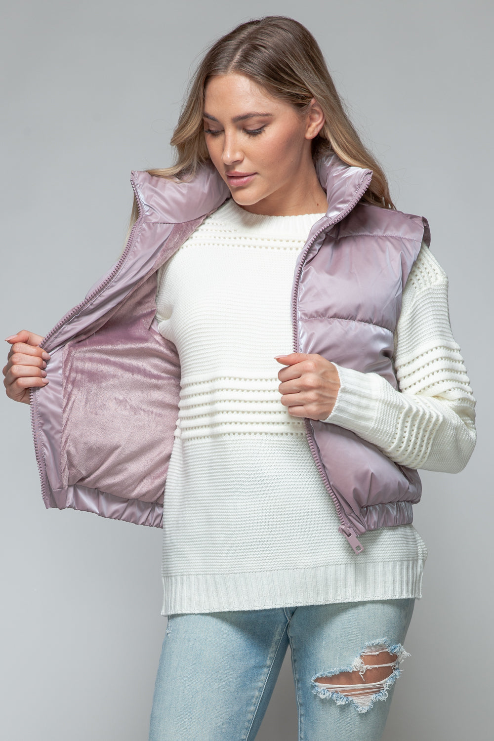 Posh Quilted Vest - Dark Rose