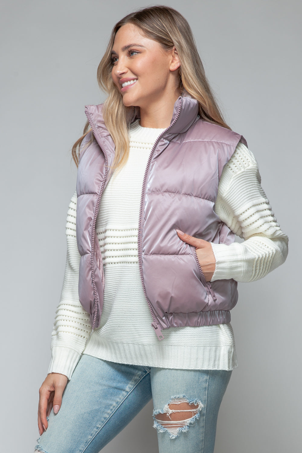 Posh Quilted Vest - Dark Rose