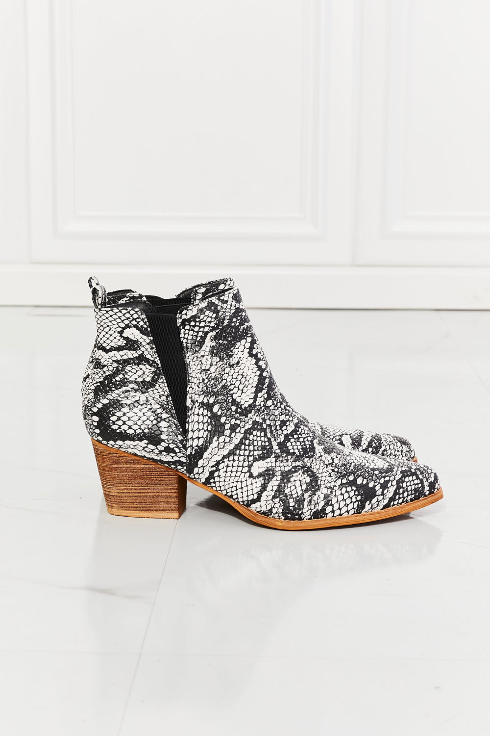 Strut Again Snakeskin Pointed Booties