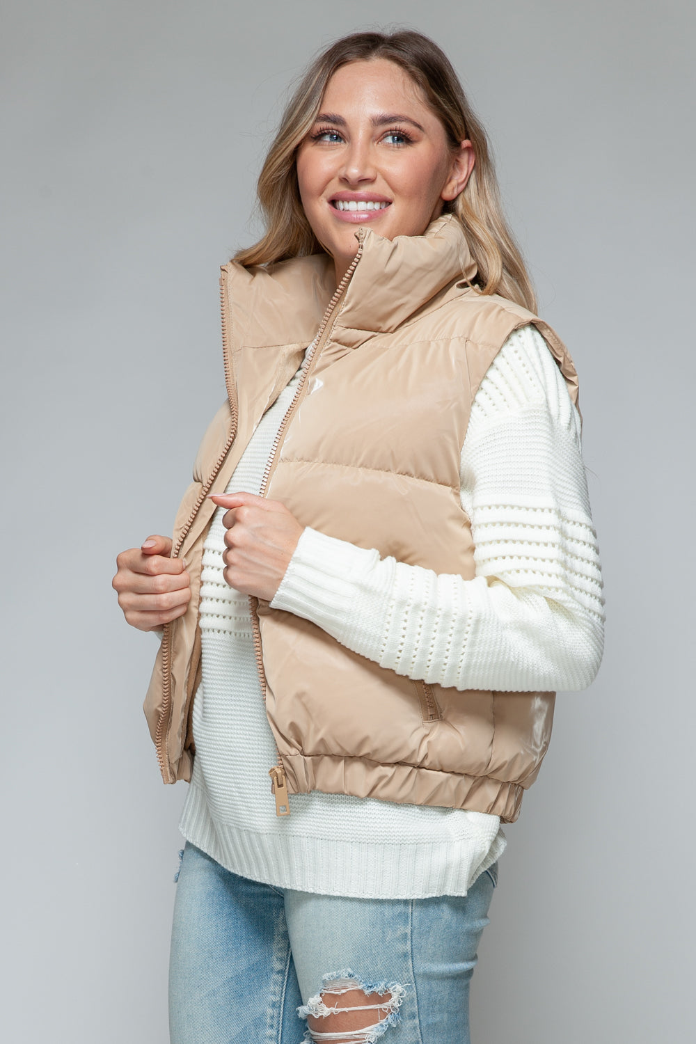 Posh Quilted Vest - Iced Coffee