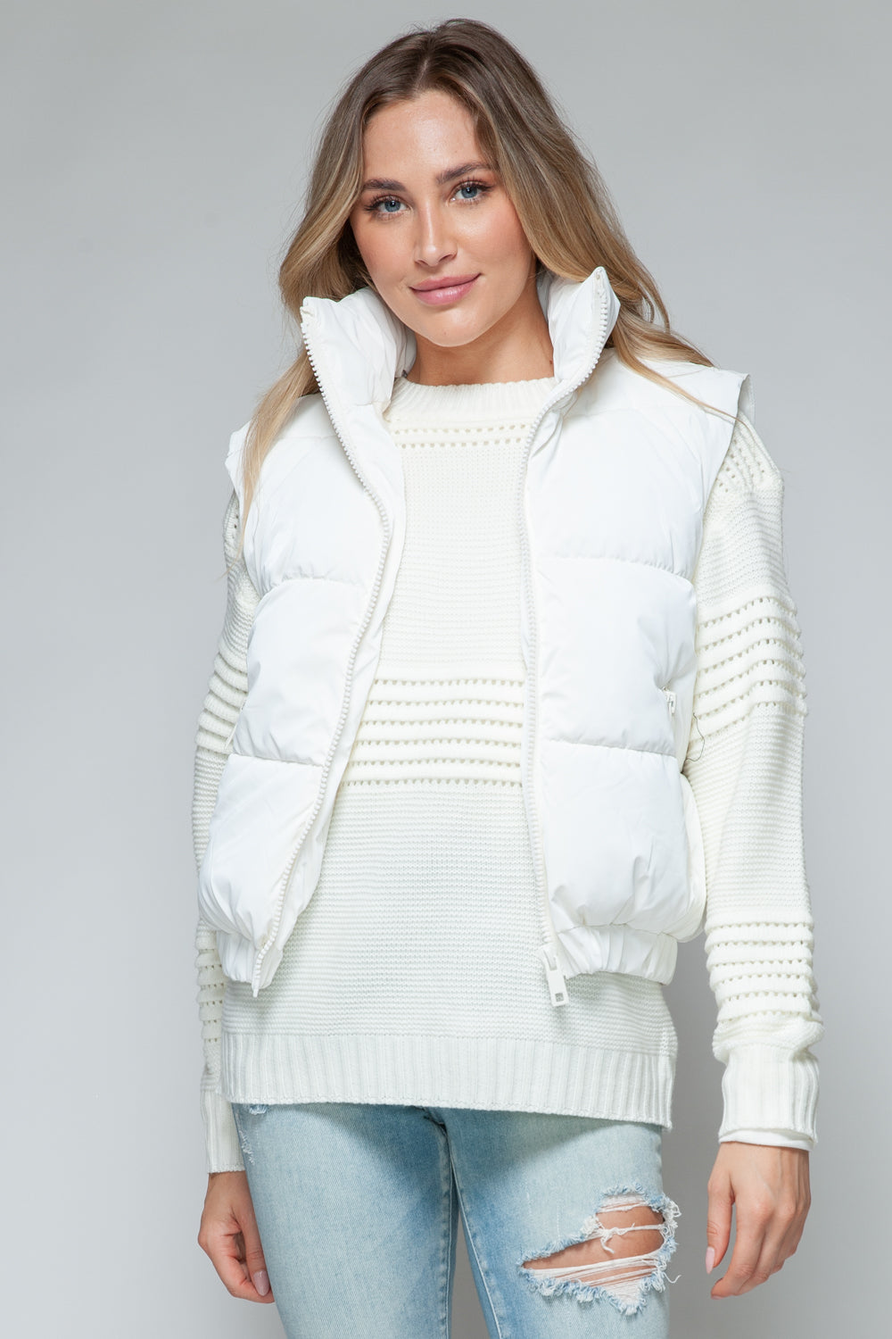 Posh Quilted Vest - Off White