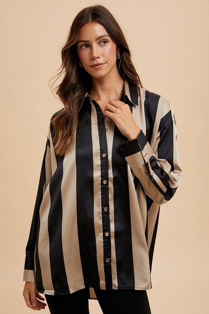 Coastal Breeze Striped Button-Up Shirt