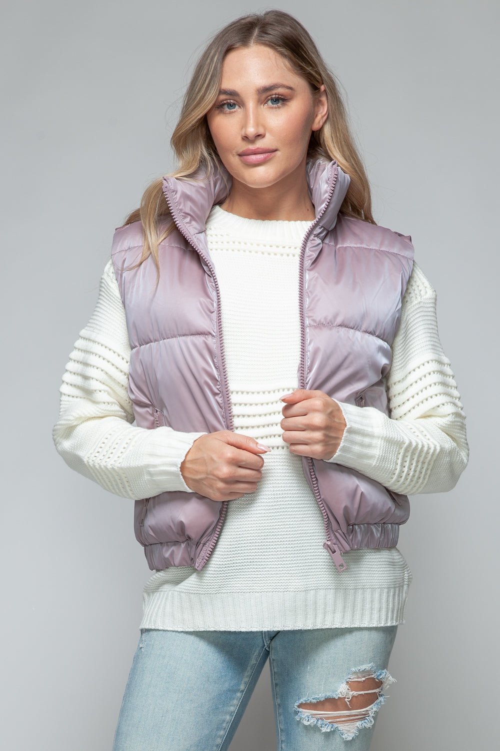 Posh Quilted Vest - Dark Rose