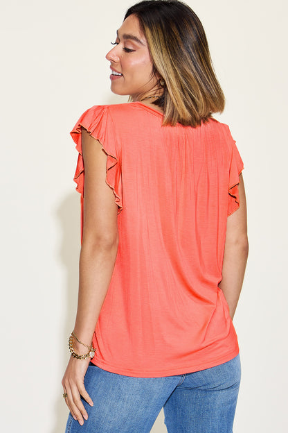 Bamboo Ruffle Short Sleeve Tee