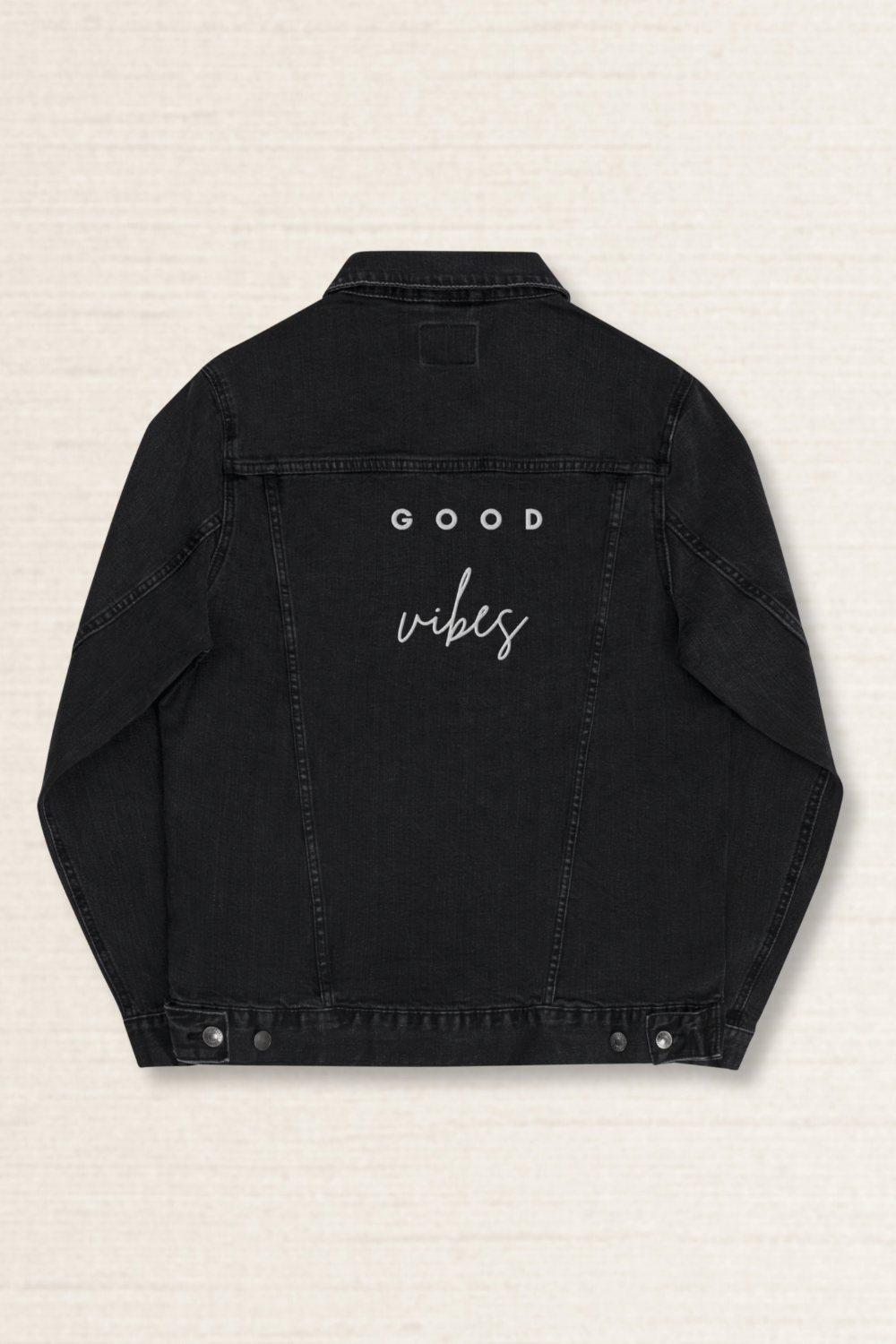 Black Good Vibes Denim Jacket