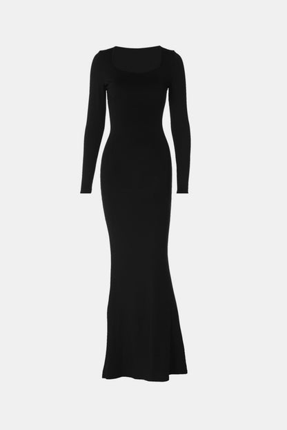 Sculpted Elegance Square Neck Maxi Dress