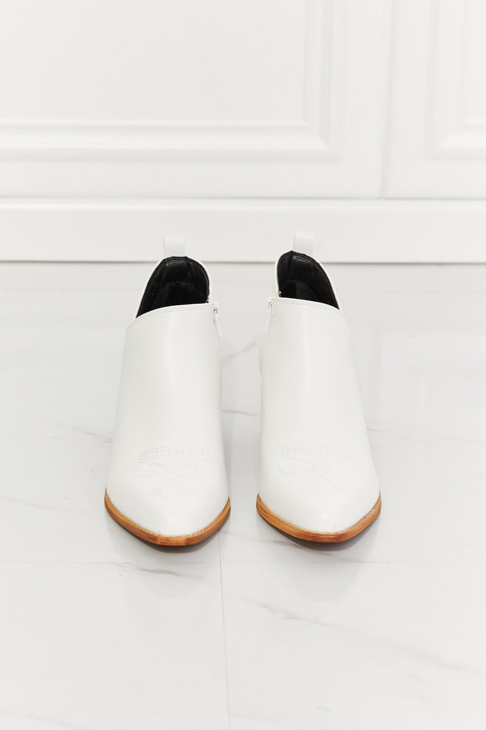 Own the Moment White Embroidered Cowboy Booties