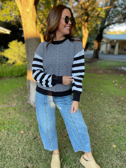 Mountain Lodge Striped Sleeve Sweater