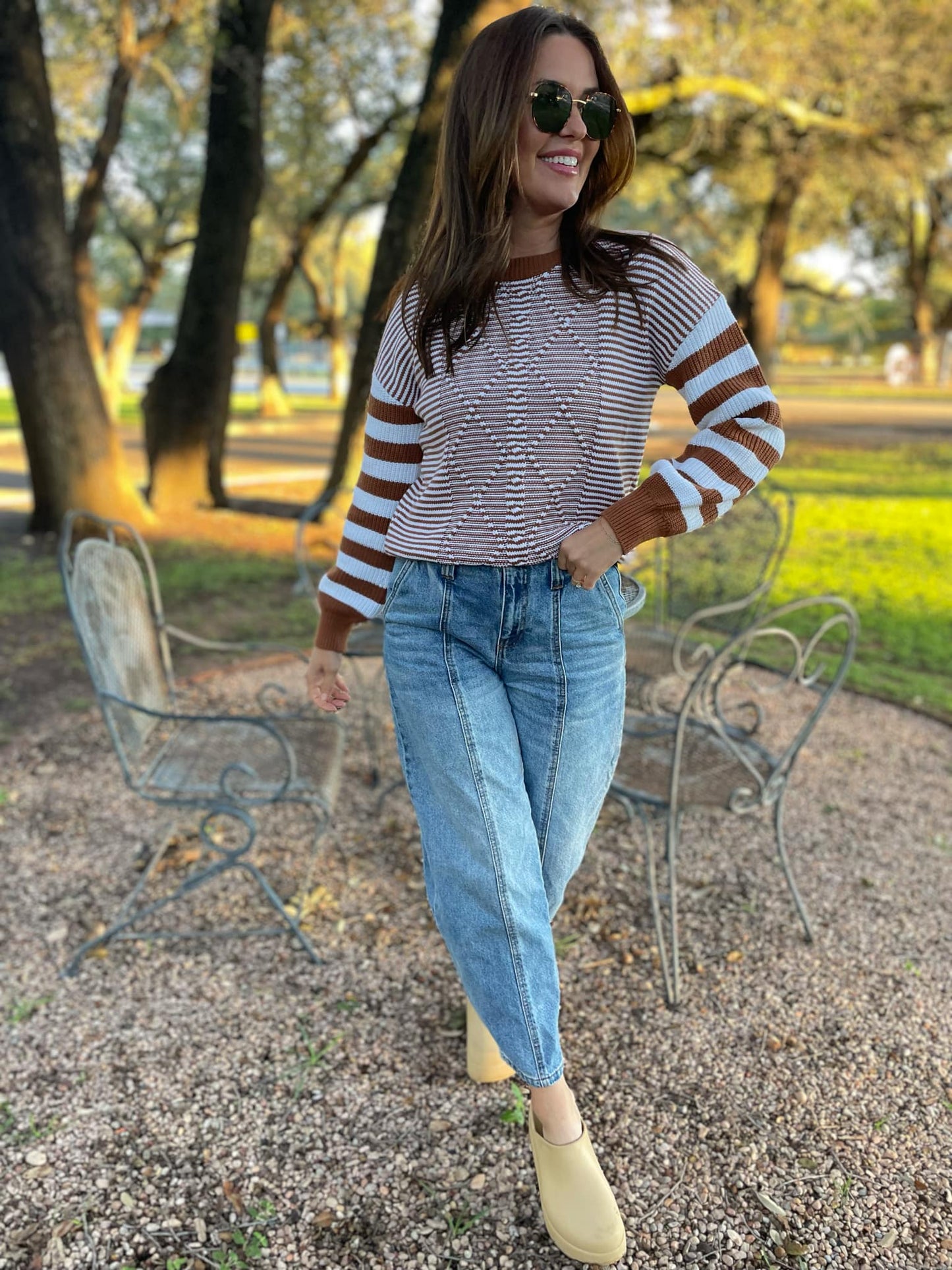 Mountain Lodge Striped Sleeve Sweater