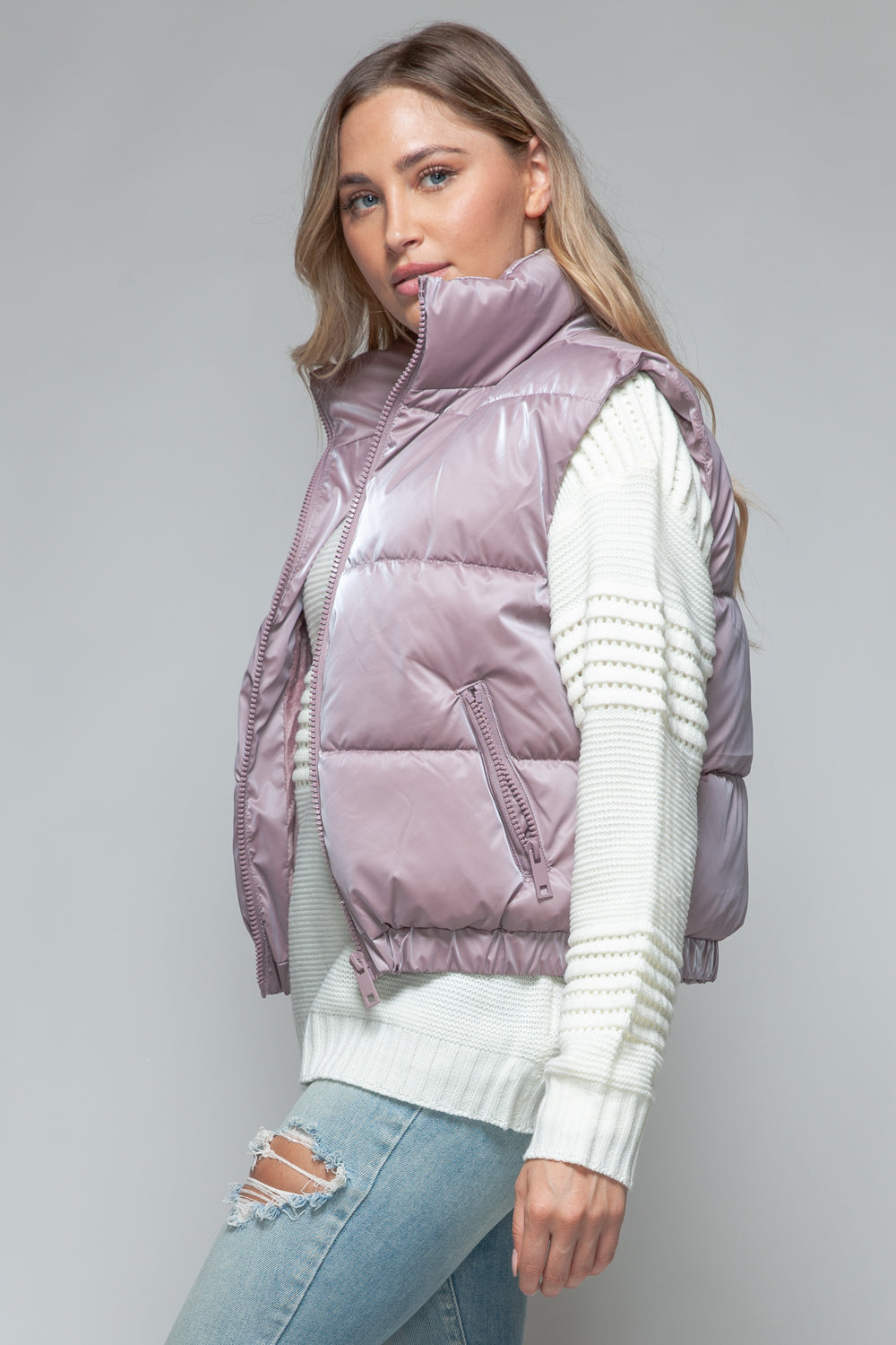 Posh Quilted Vest - Dark Rose