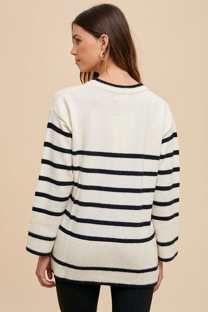 Coastal Stripe Side-Slit Sweater