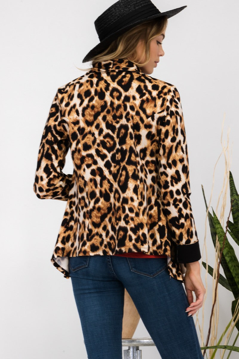 Wild Edge Leopard Open Front Blazer