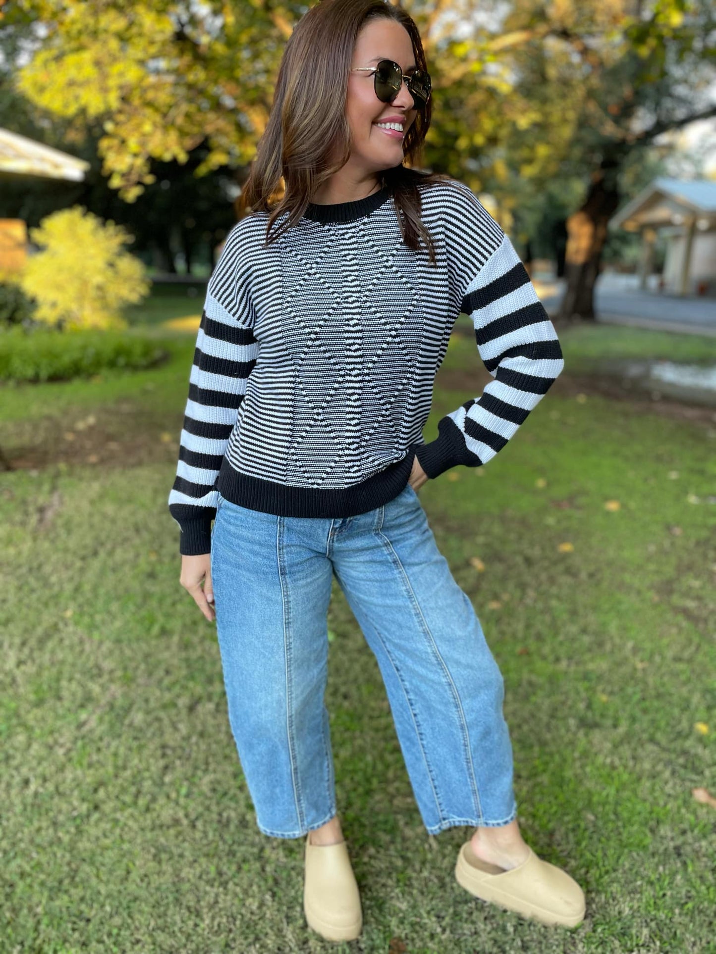 Mountain Lodge Striped Sleeve Sweater