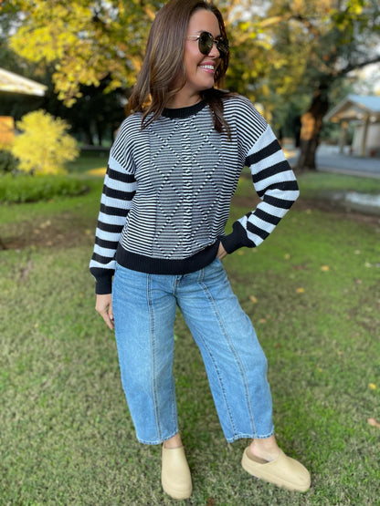 Mountain Lodge Striped Sleeve Sweater