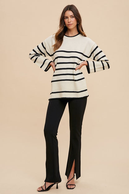 Coastal Stripe Side-Slit Sweater