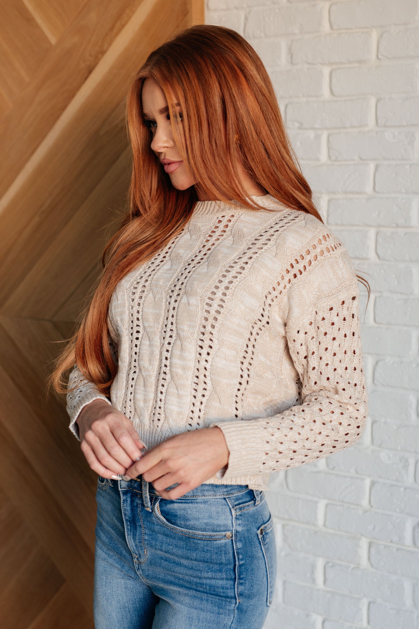 Grateful Heart Cable Knit Sweater