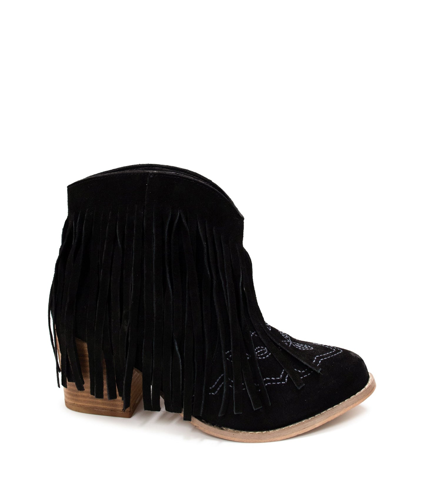 Fringe Appeal Black Suede Booties