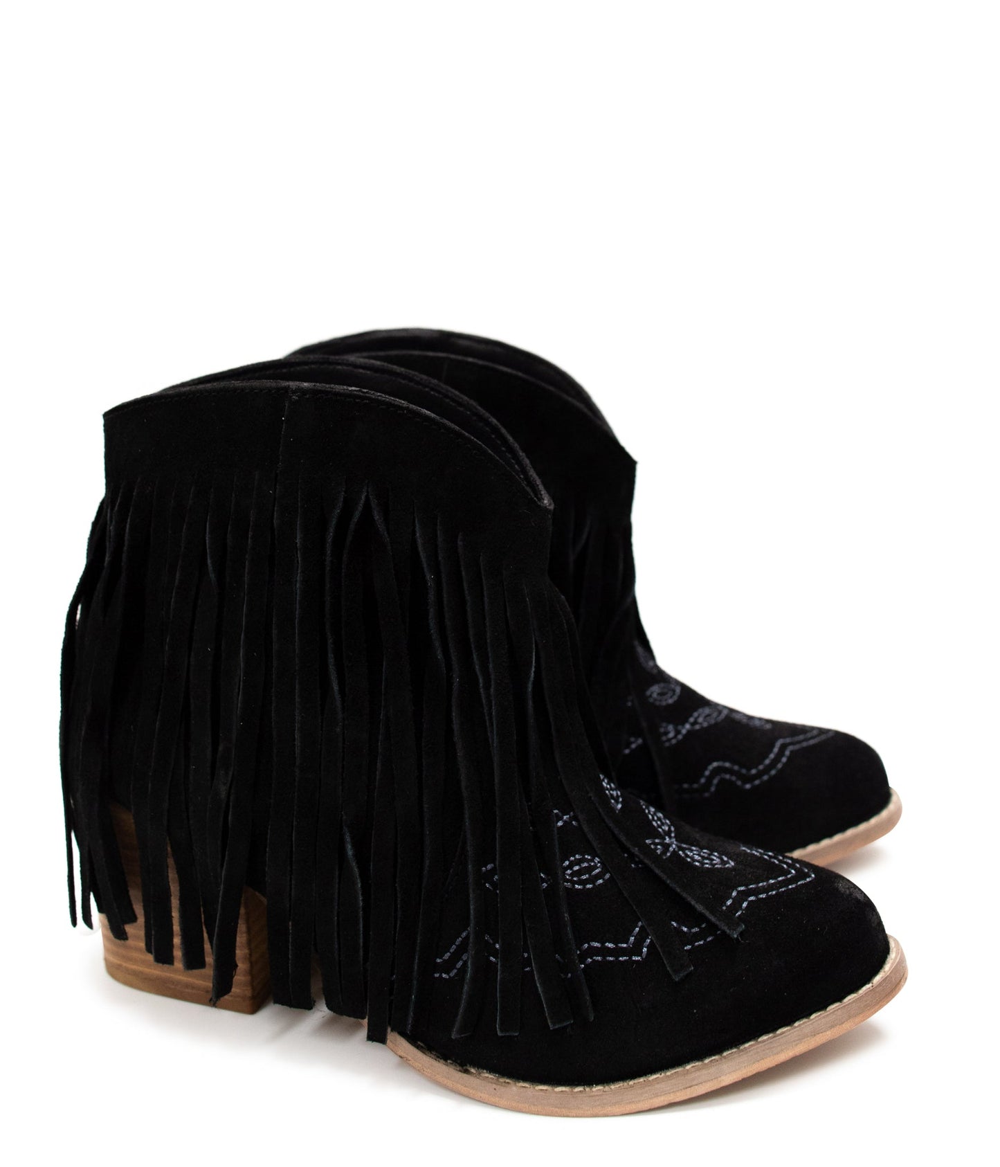 Fringe Appeal Black Suede Booties