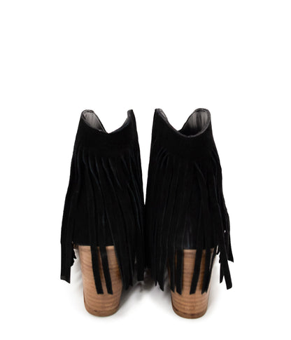 Fringe Appeal Black Suede Booties