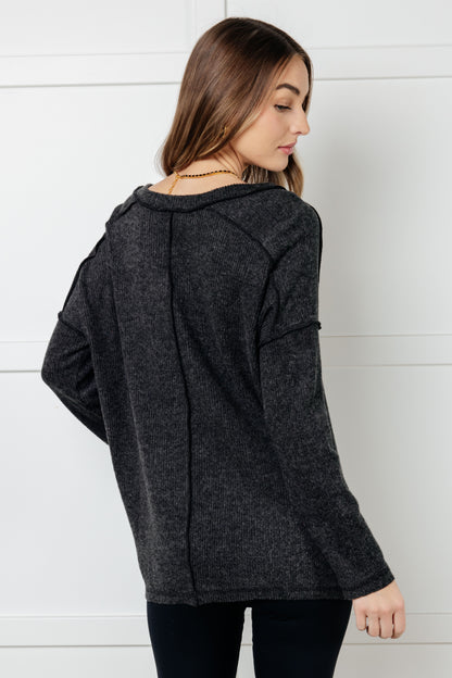 Cozy Days Brushed Hacci Long Sleeve Top - Black