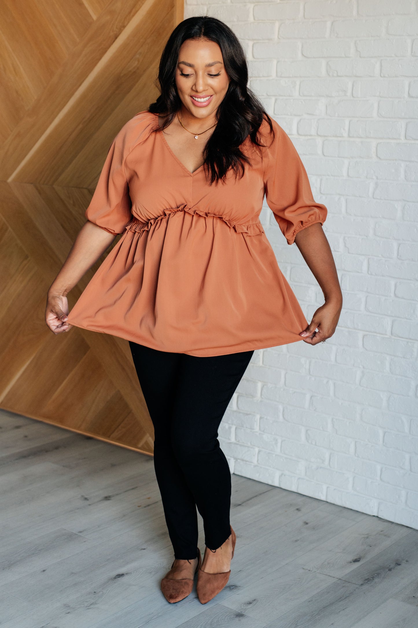 Beyond Beautiful Ruffle Blouse - Redtop