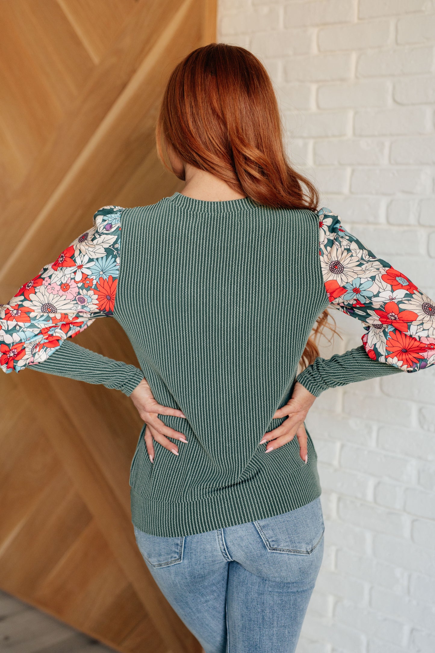 Elevated Blossom Long Sleeve Top - Redtop