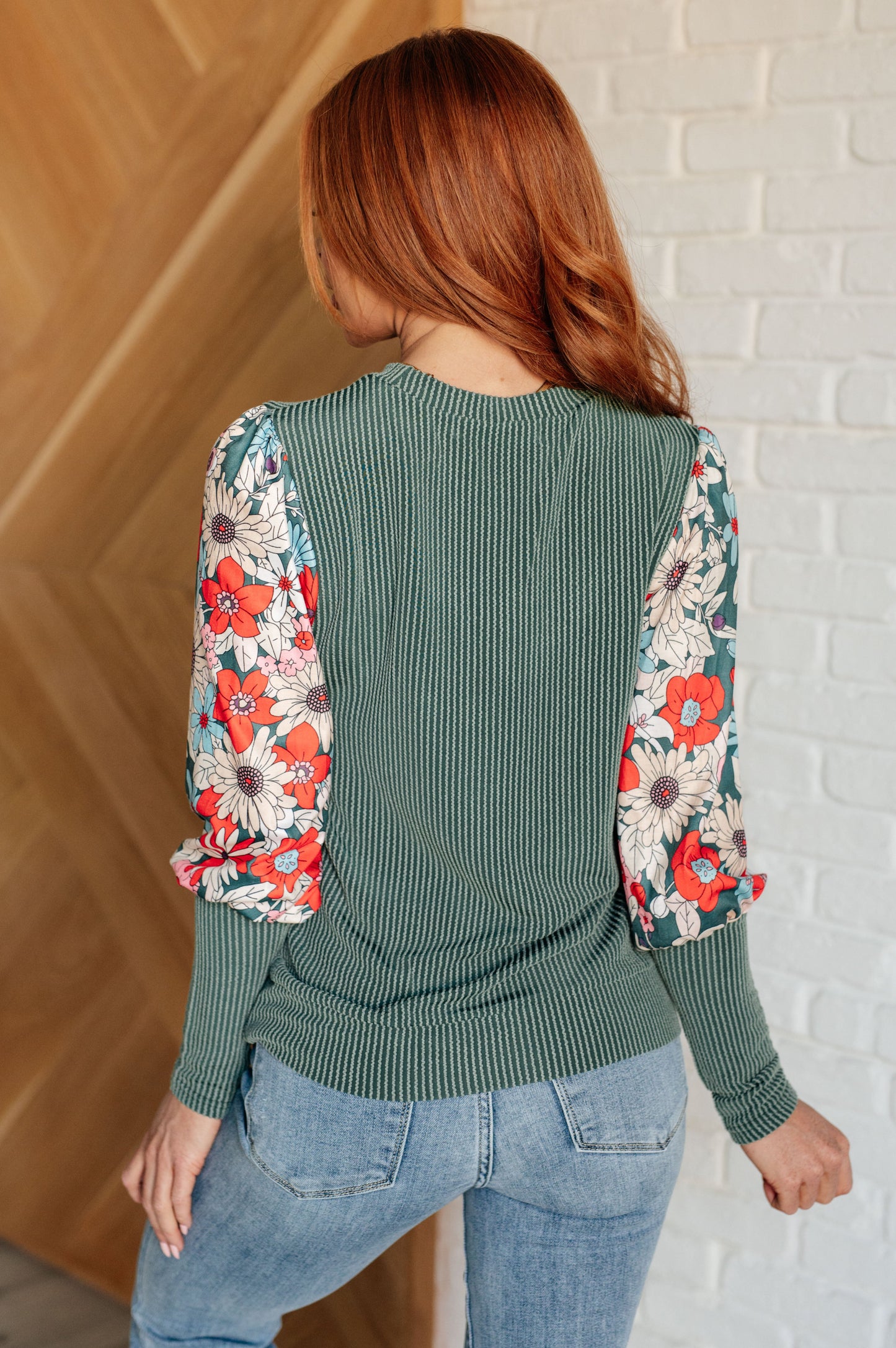 Elevated Blossom Long Sleeve Top - Redtop