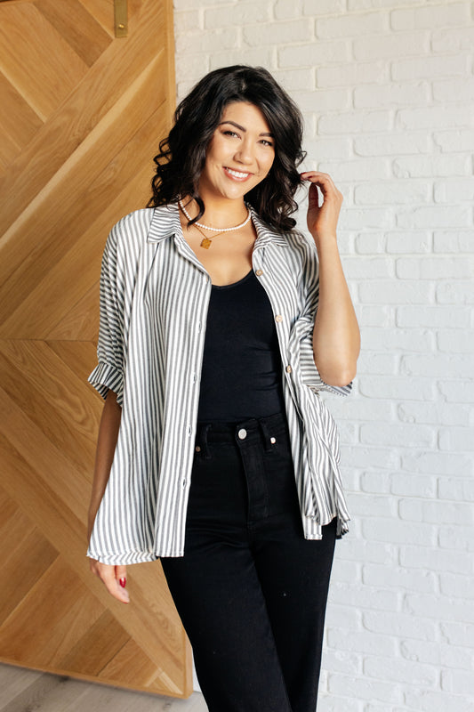 Stripes & Structure Boxy Shirt - Black