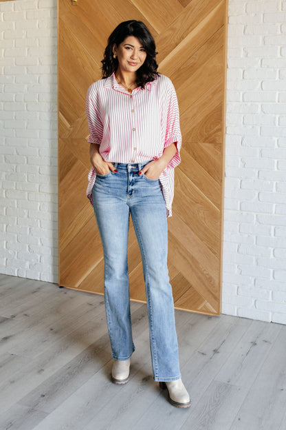 Stripes & Structure Boxy Shirt - Pink