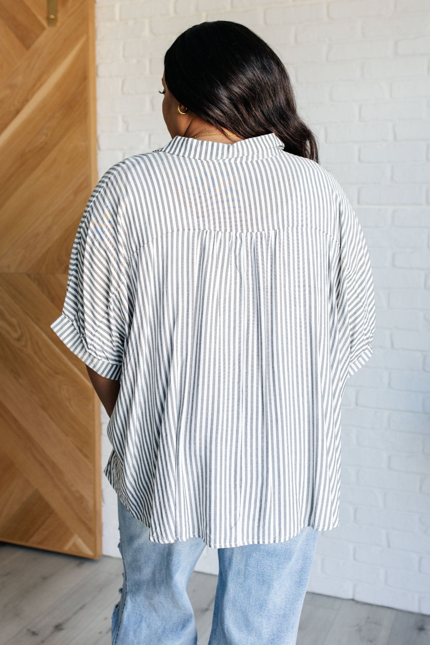 Stripes & Structure Boxy Shirt - Black