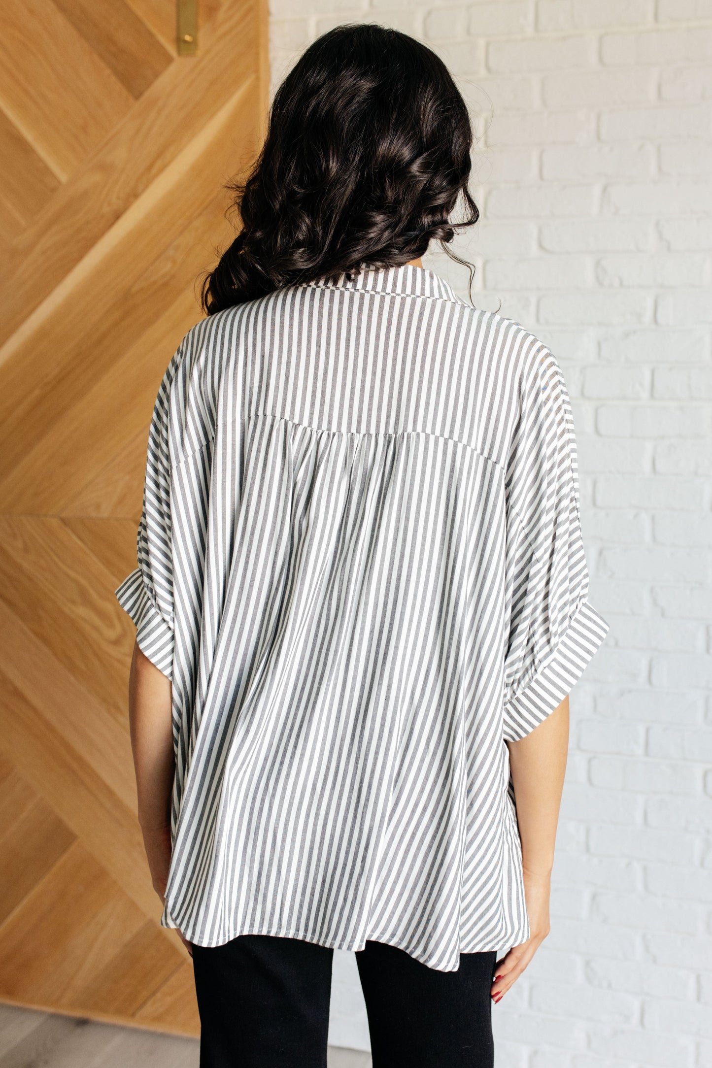 Stripes & Structure Boxy Shirt - Black