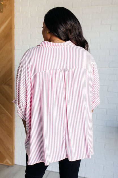 Stripes & Structure Boxy Shirt - Pink