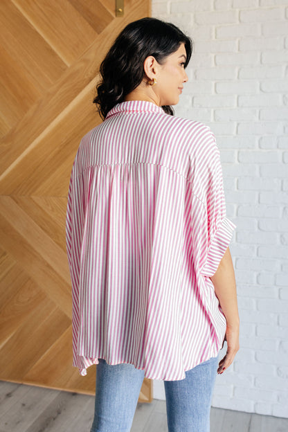 Stripes & Structure Boxy Shirt - Pink