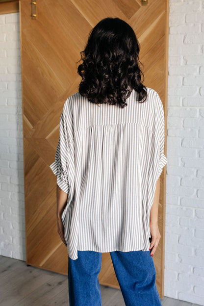 Stripes & Structure Boxy Short Sleeve Shirt - Cocoa