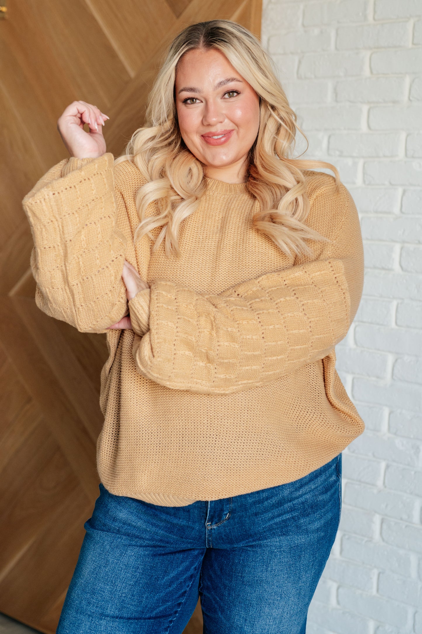 Whimsical Charm Bubble Sleeve Sweater - Redtop