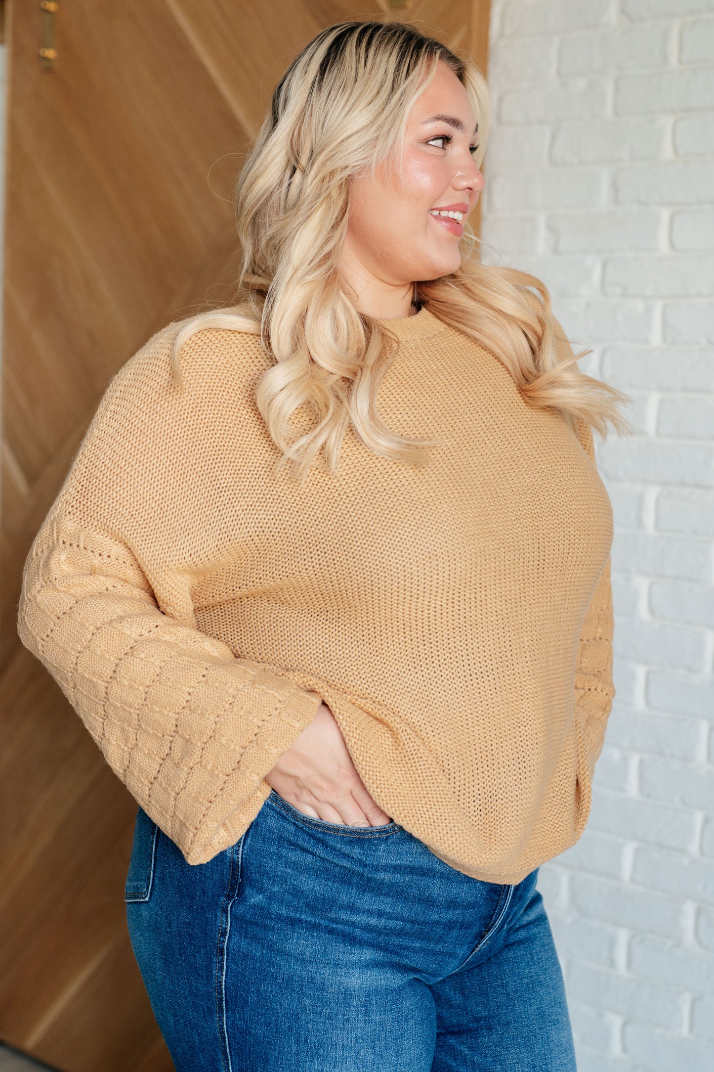 Whimsical Charm Bubble Sleeve Sweater - Redtop