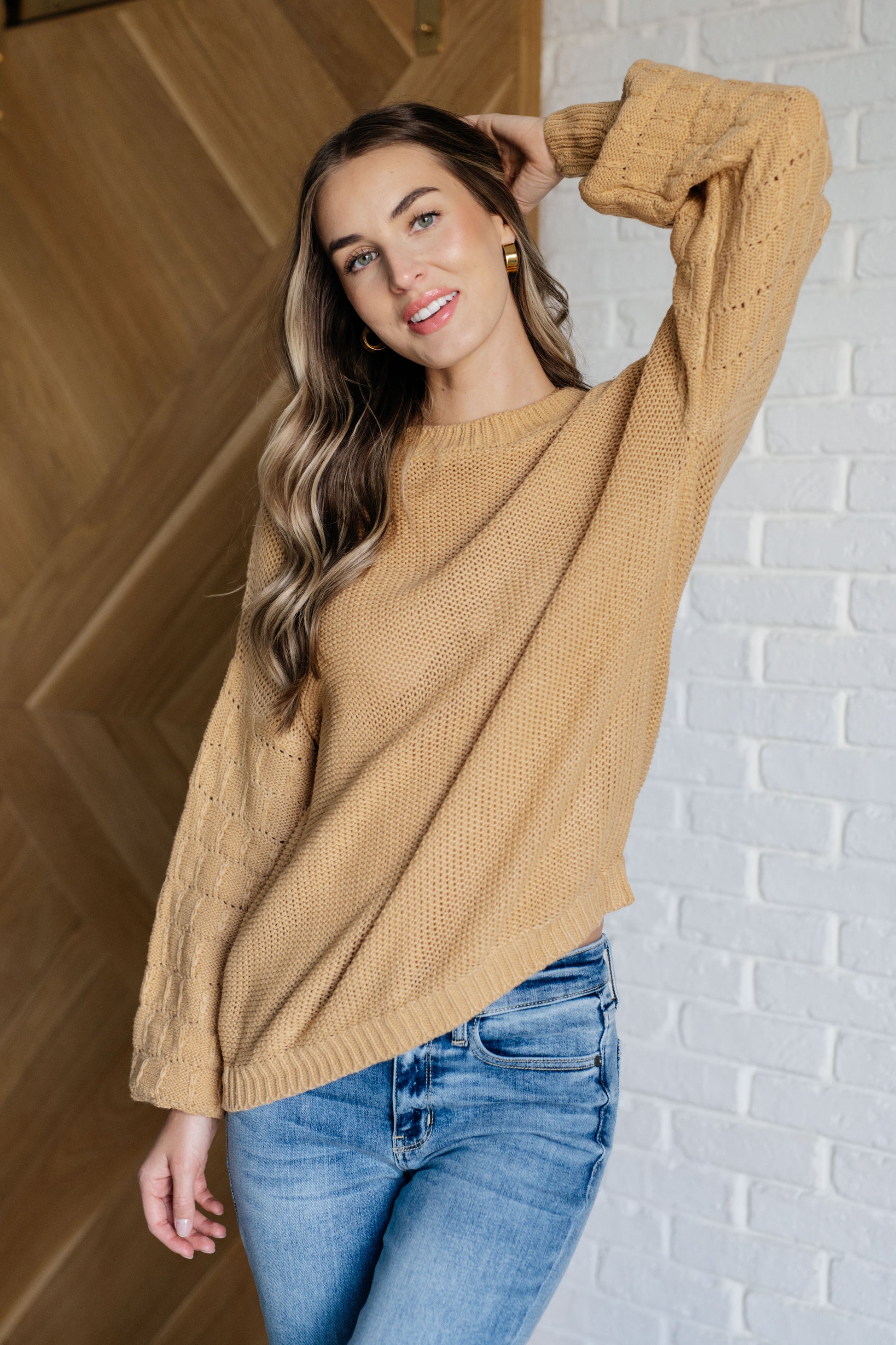 Whimsical Charm Bubble Sleeve Sweater - Redtop