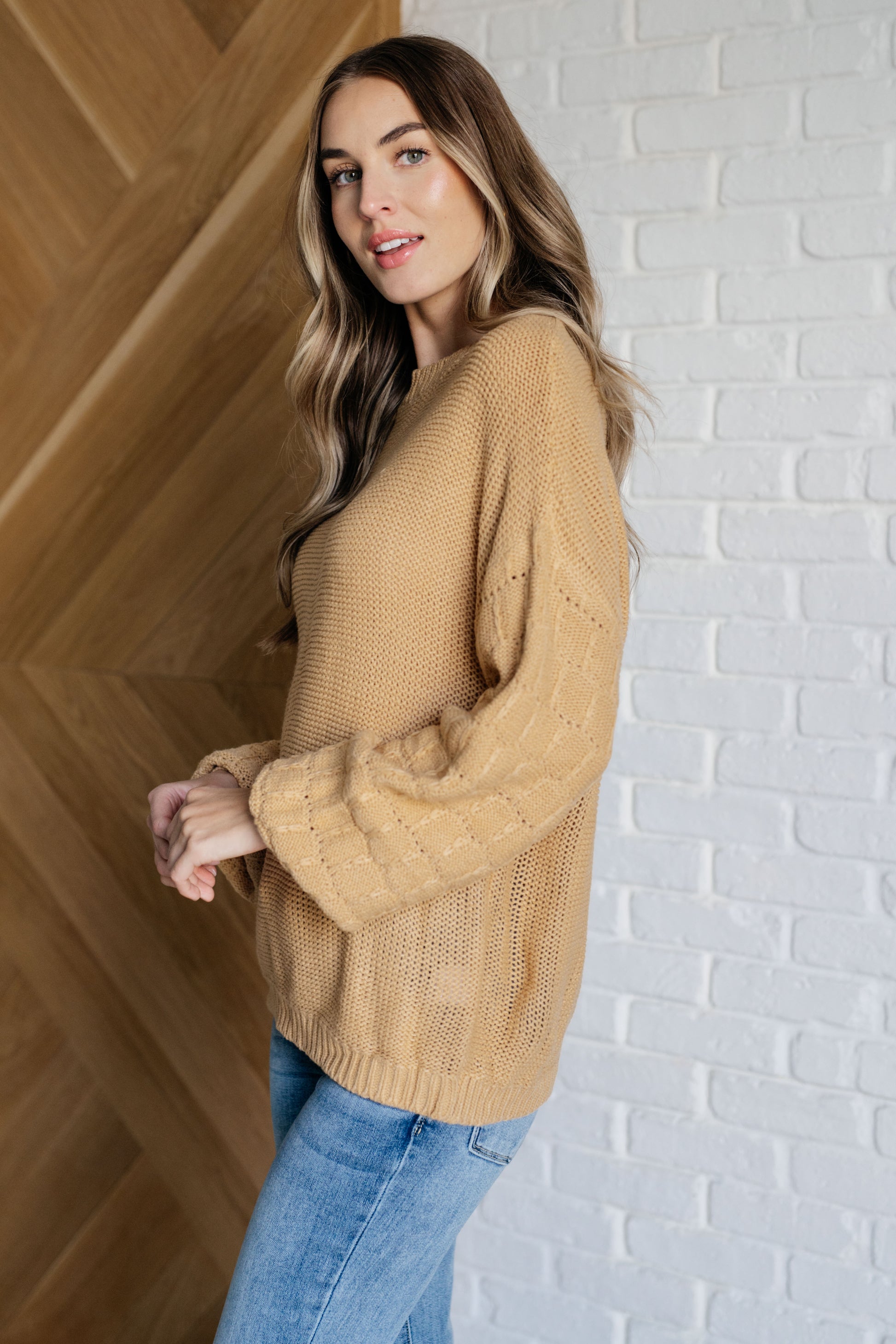 Whimsical Charm Bubble Sleeve Sweater - Redtop