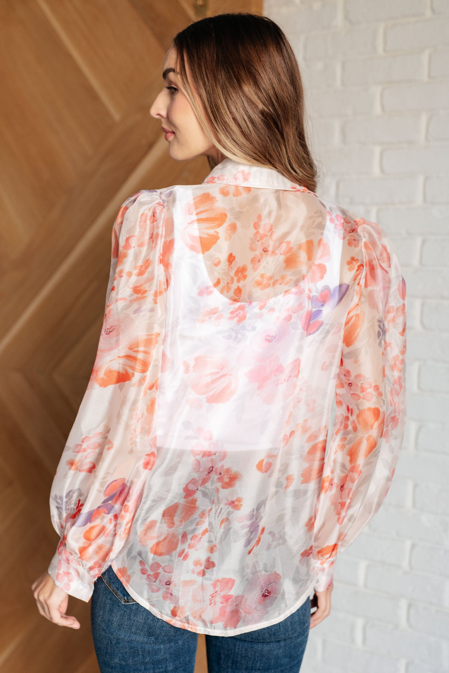 Bloom & Veil Sheer Long Sleeve Blouse