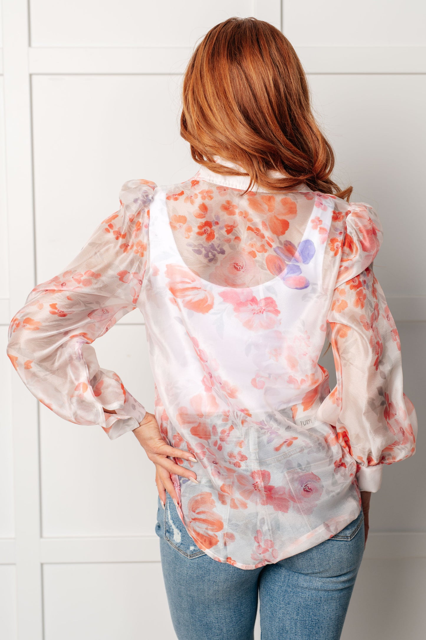 Bloom & Veil Sheer Long Sleeve Blouse