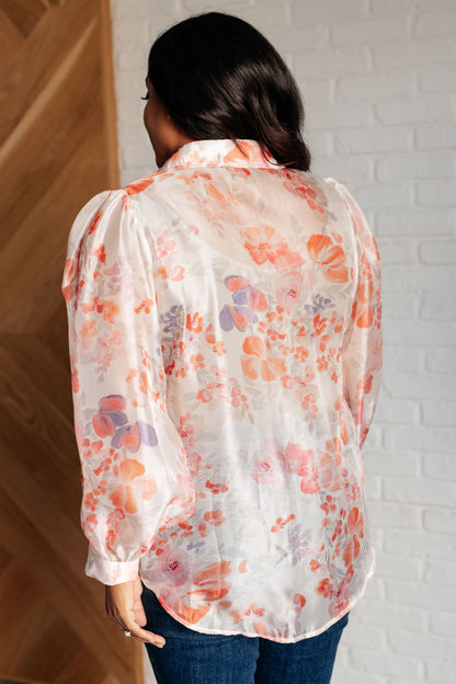 Bloom & Veil Sheer Long Sleeve Blouse