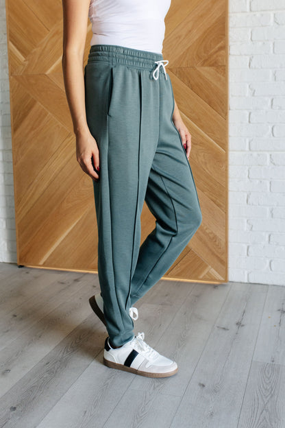 Urban Luxe Center Seam Joggers - Ash Jade