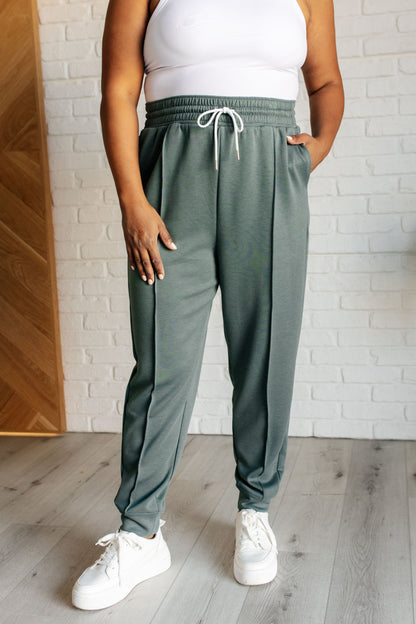 Urban Luxe Center Seam Joggers - Ash Jade