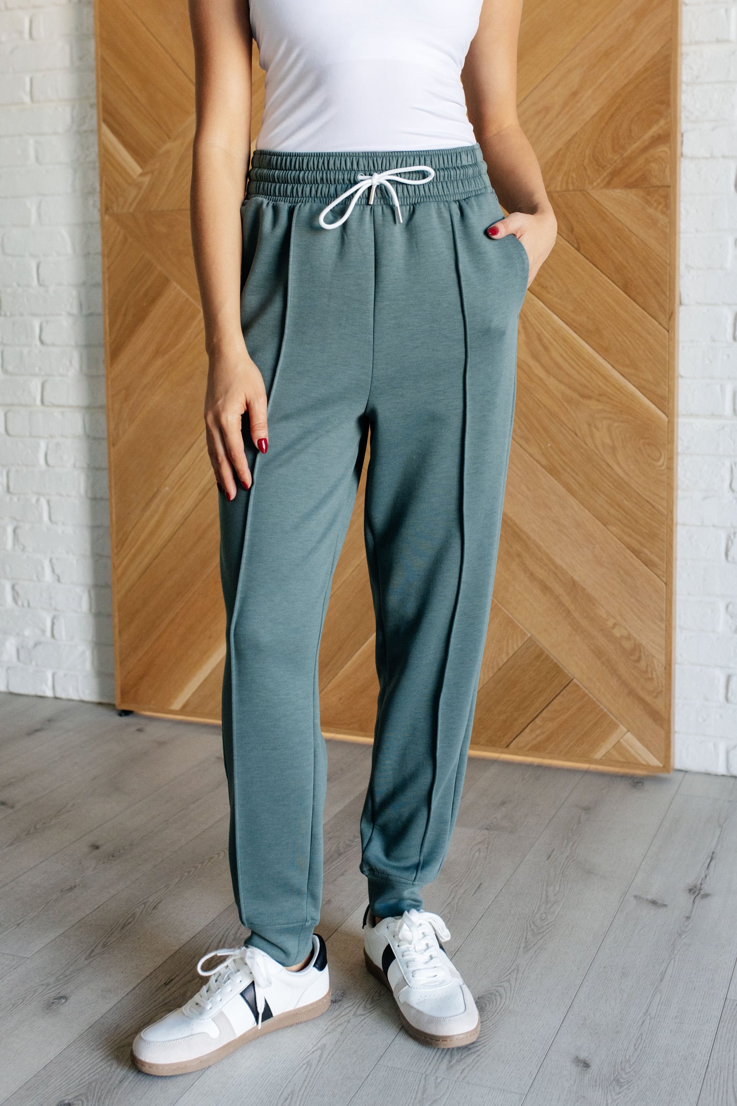 Urban Luxe Center Seam Joggers - Ash Jade